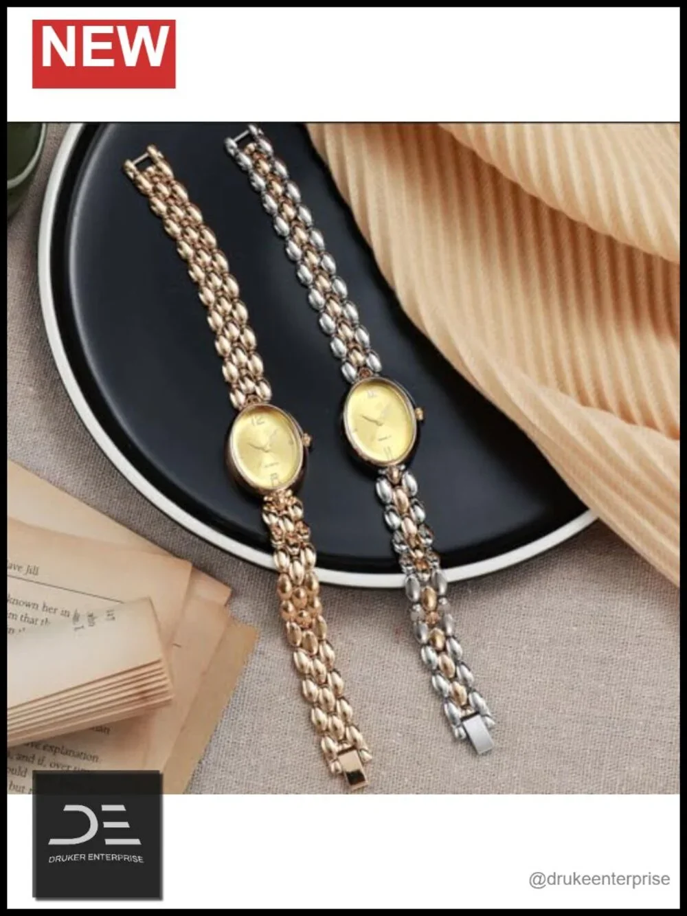 Vintage Oval Quartz Analog Wristwatch Elegant Retro